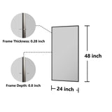 24x48 Black Bathroom Mirror - Shatterproof Tempered Glass Wall Mirror