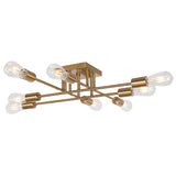 Modern Ceiling Light Brushed Brass 8 Light Mid Century Sputnik Chandelier Semi Flush