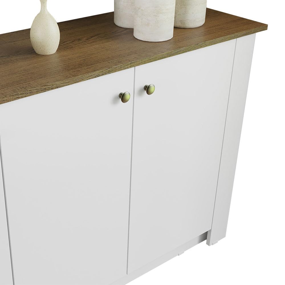 Madesa Sideboard Buffet Cabinet, Modern Storage Cabinet with 3 Doors, 31" H, 15" D, 53" L - White/Brown