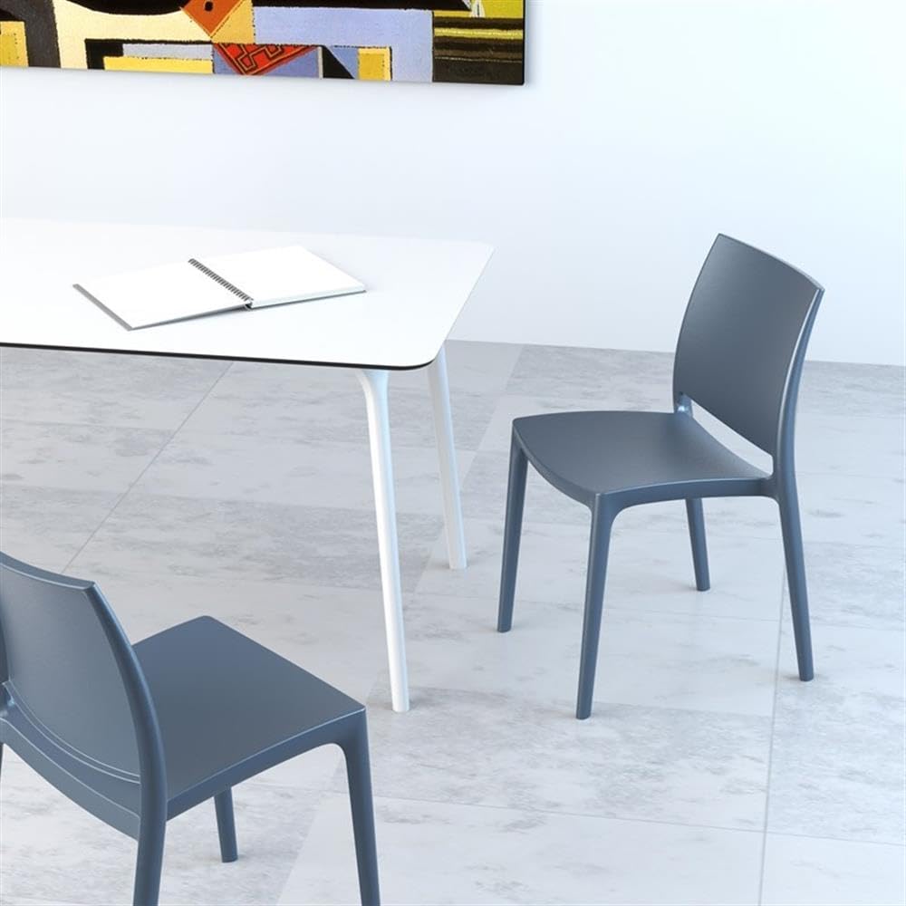 Maya Patio Dining Chair in Dark Gray (Set of 2)