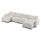 Sectional Sofa Modular Deep 4-Seat Sofa Couch with 2 Ottomans, Chenille Sofa Sleeper