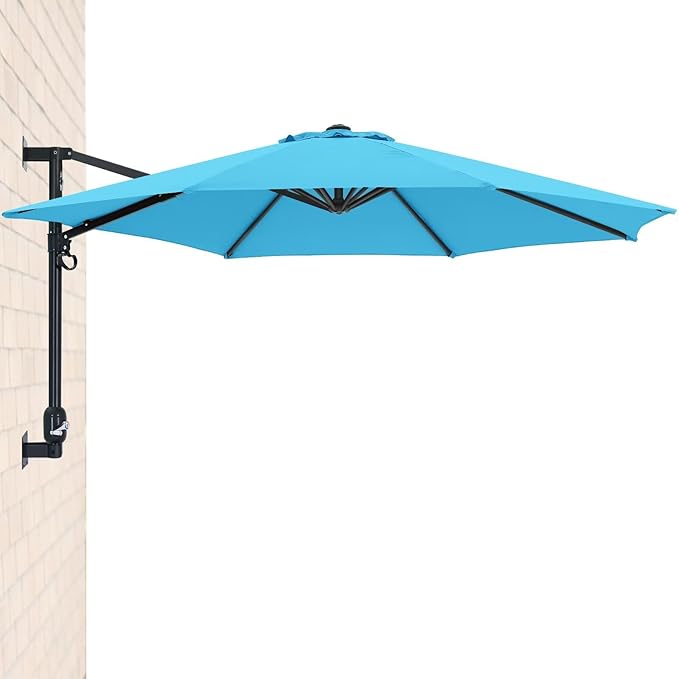 Patio Umbrella 10FT - Wall Mount Outdoor Hanging Umbrella Sunshade Umbrella