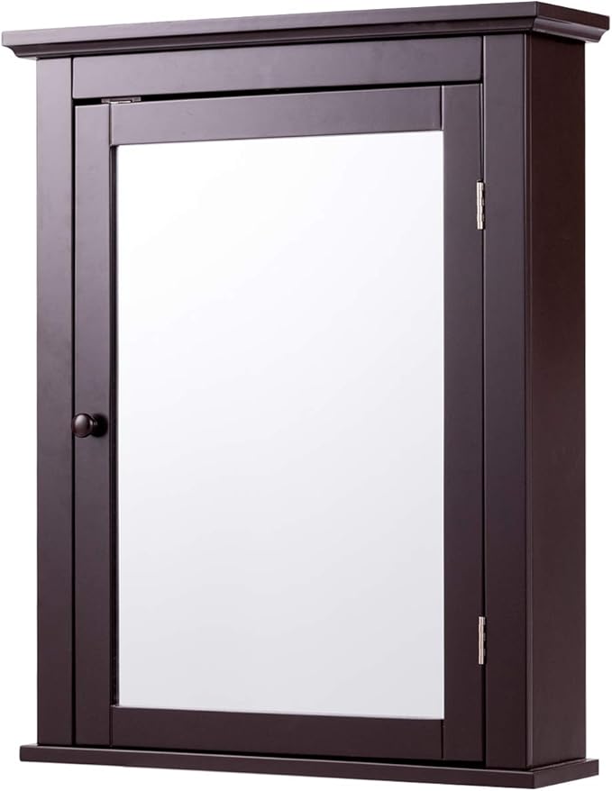 Bathroom Cabinet with Mirror, Mirrored Wall-Mounted Storage Medicine Cabinet w/Single