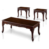 Alice Solid Wood 3-Piece Coffee Table Set in Dark Cherry