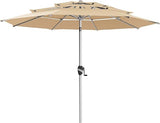 9 FT 3 Tiers Aluminum Outdoor Patio Umbrella, 5-YEAR Fade-Resistant Outdoor Market Table Umbrella