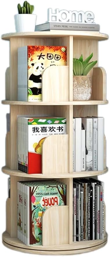 360° Round Rotating, Bookshelf,Cultivate Interest in Reading, CD and DVD Storage Rack