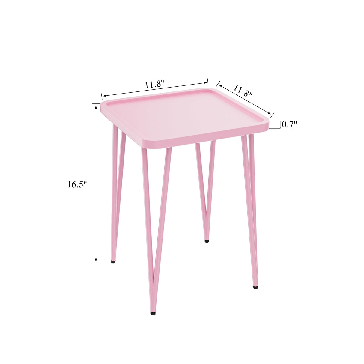 Table, Small Side Table for Small Spaces, Small Metal End Table, Easy Assembly Pink