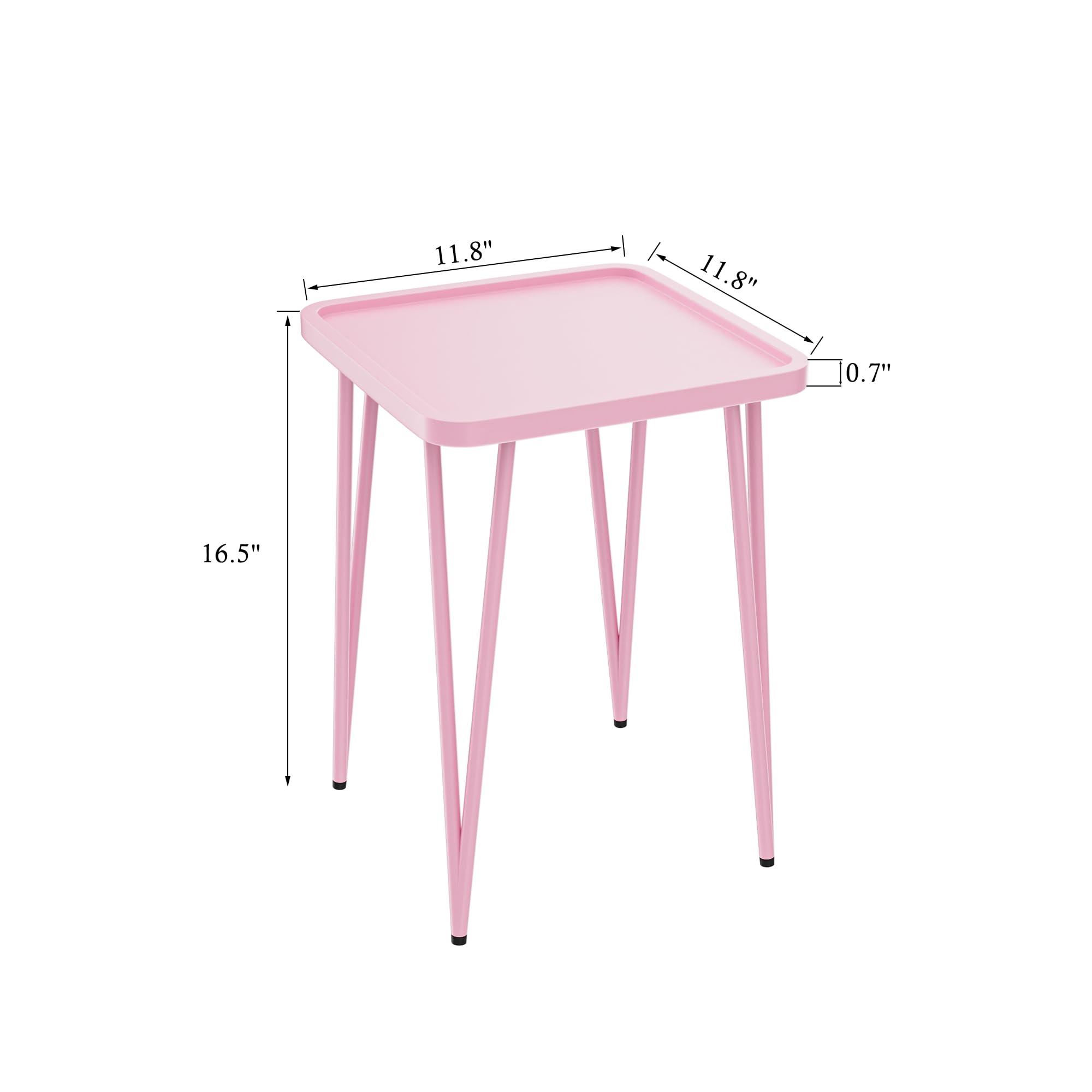 Table, Small Side Table for Small Spaces, Small Metal End Table, Easy Assembly Pink