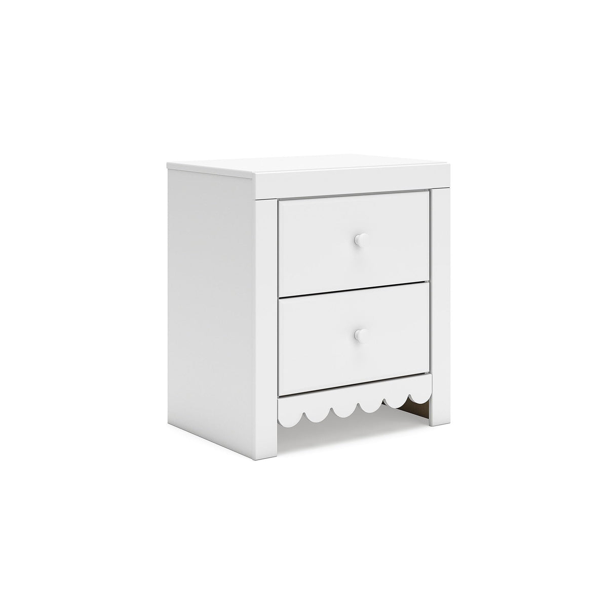 Mollviney Minimalist 2 Drawer Nightstand with USB Ports, White