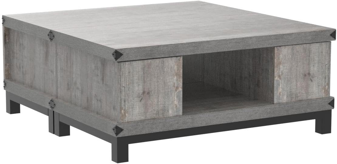 Farmhouse Coffee Table with Storage Drawers, Wood Coffee Table for Living Room