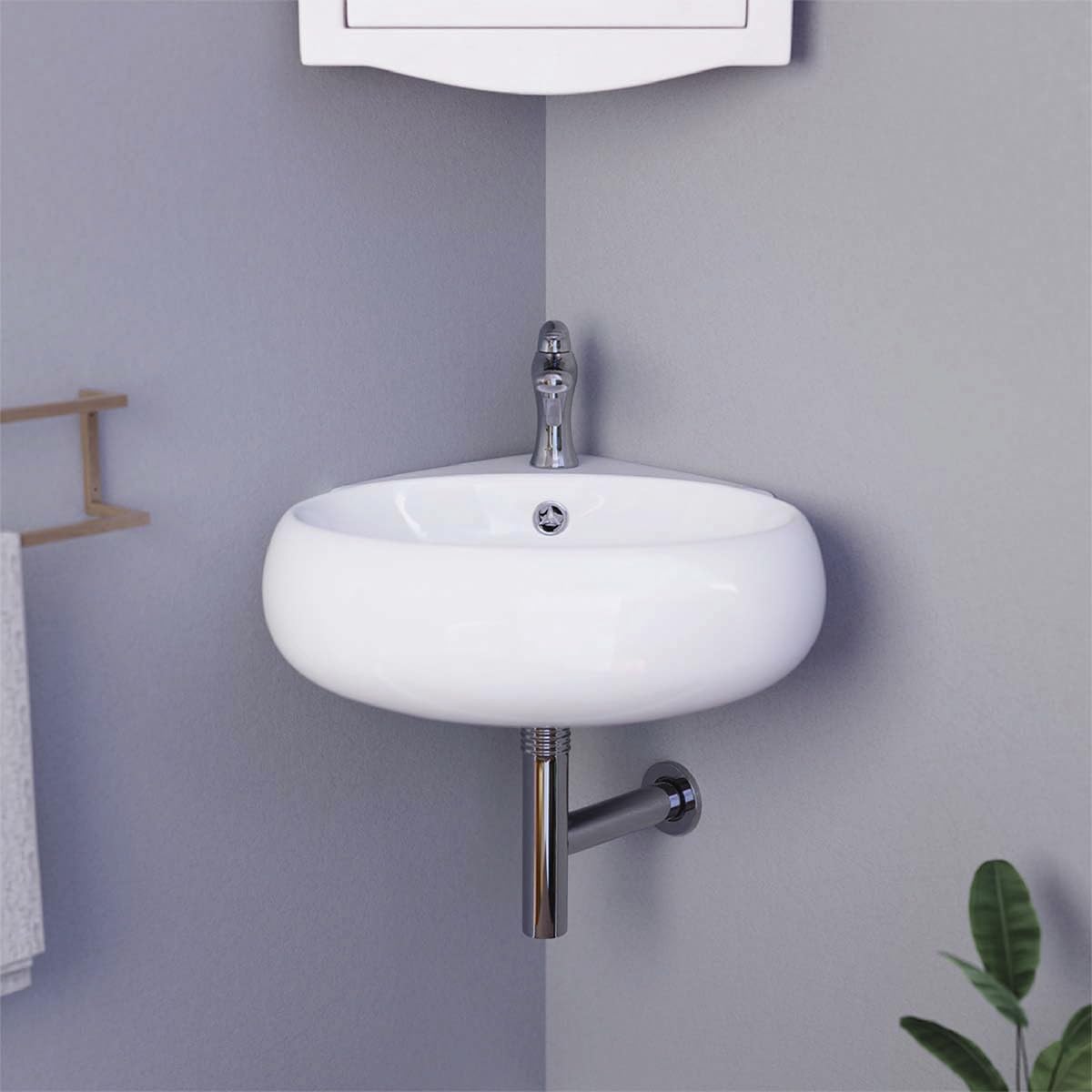 Supply Manufacturing Corner Wall Mount Bathroom Sink 15 3/4 In