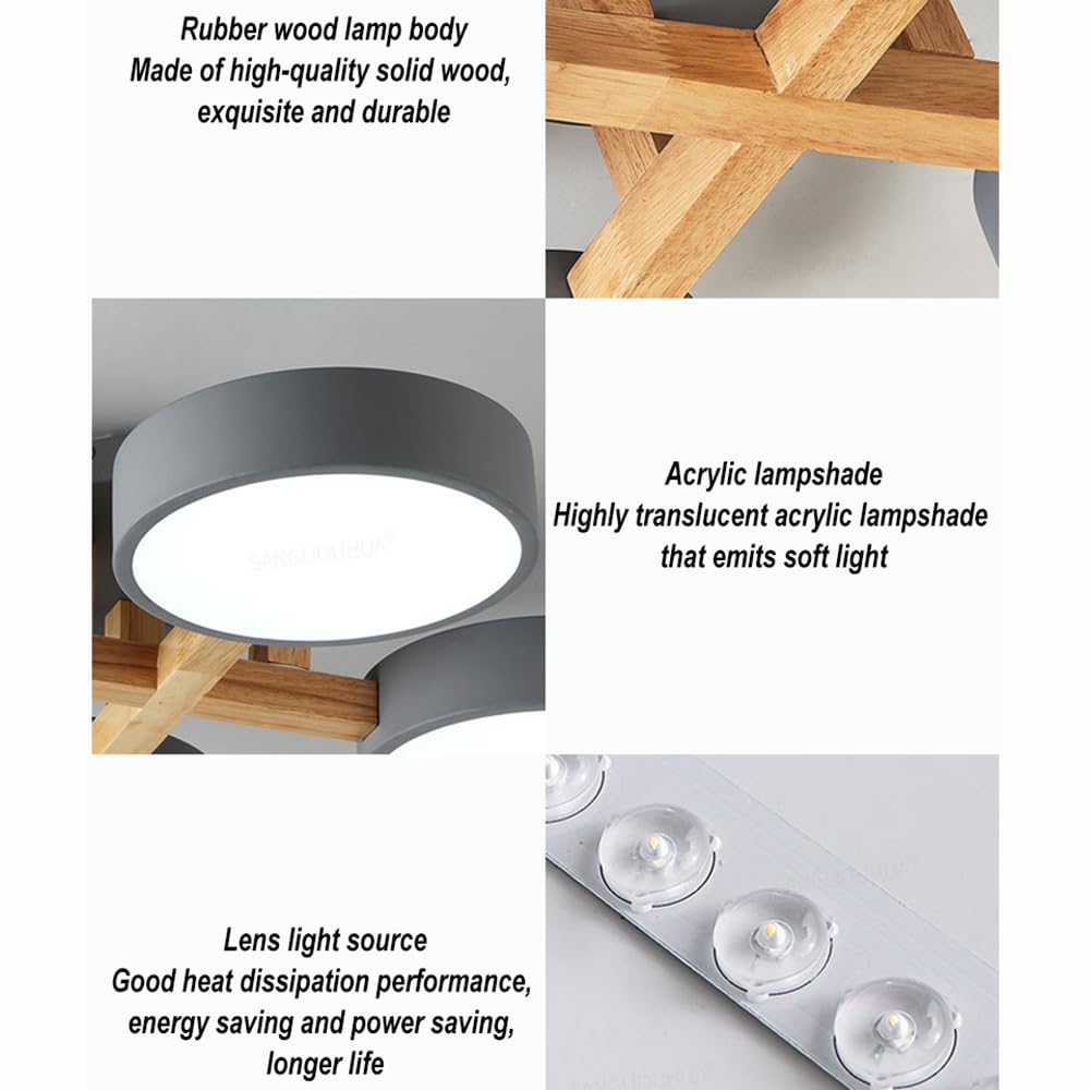 44-Inch LED Ceiling Light Fixture - 8-Light Modern Flush Mount Chandelier