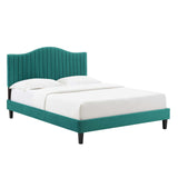 MOD-6747-TEA Juniper Channel Tufted Performance Velvet Full Platform Bed, Teal