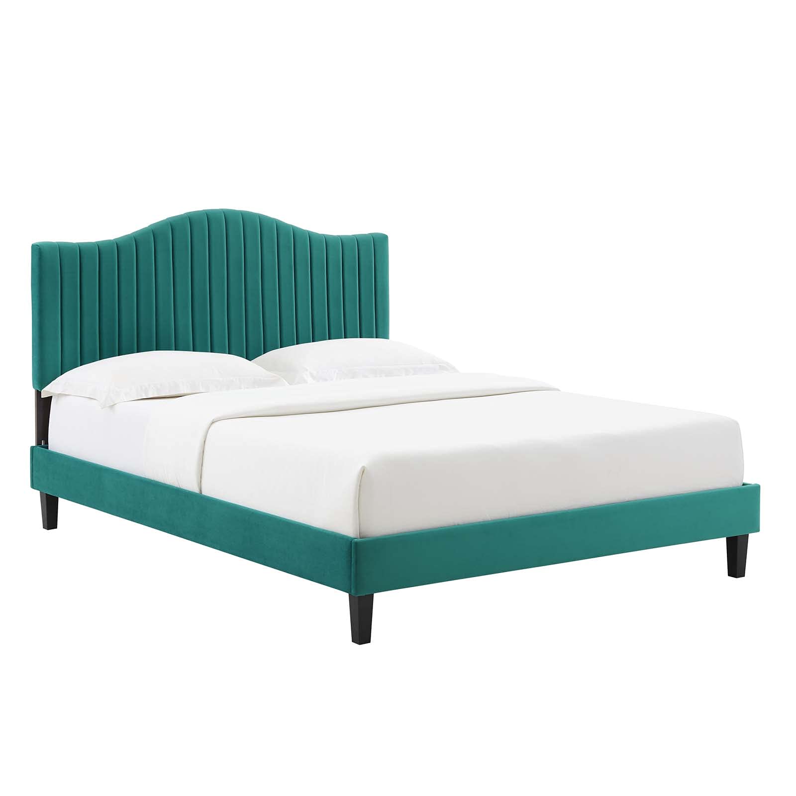 MOD-6747-TEA Juniper Channel Tufted Performance Velvet Full Platform Bed, Teal