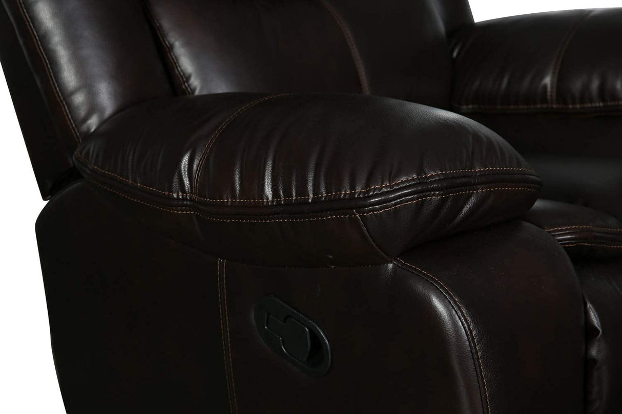 Marsden Modern Leather Air Reclining Living Room Loveseat, Brown