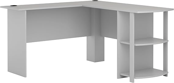 Dakota L-Shaped Desk with Bookshelves, White/Sonoma Oak