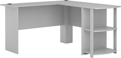 Dakota L-Shaped Desk with Bookshelves, White/Sonoma Oak