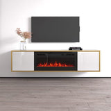 Goldie BL-EF Floating Fireplace TV Stand for TVs up to 75", Modern High Gloss