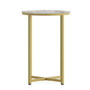Greenwich Collection End Table - Modern Clear Glass End Table - Crisscross Brushed Gold