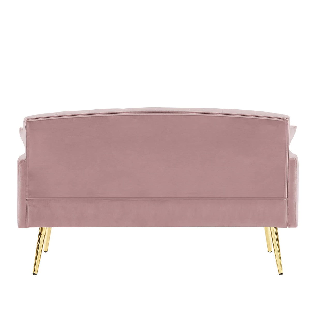 Velvet Loveseat Sofa, Modern Small Sofa Couch with Side Pocket and Golden Metal Legs, Tufted Leisure Sofa for Living Room, Bedroom, Office, Pink