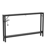 Sofa Table with Outlet and USB Port, 47" Console Behind Couch Table with Steel Frame,