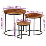 Solid Acacia Wood Coffee Table Set with Sheesham Finish - Fully Assembled 3-Piece