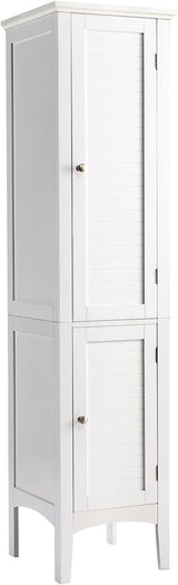 Tall Bathroom Storage Cabinet, 5-Tier Wooden Freestanding Tower Cabinet