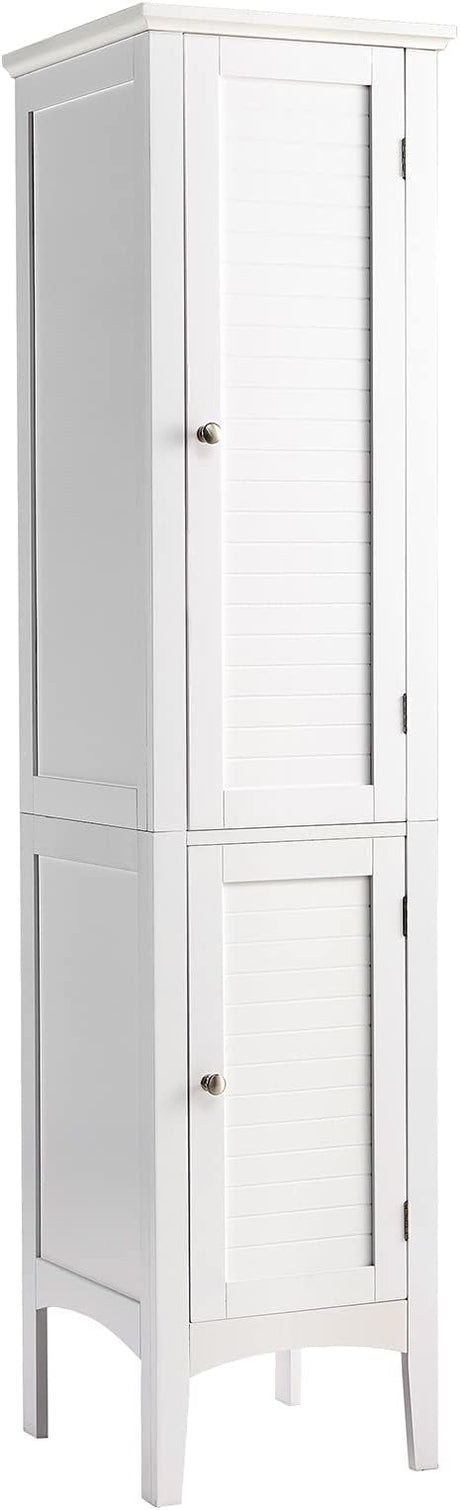 Tall Bathroom Storage Cabinet, 5-Tier Wooden Freestanding Tower Cabinet