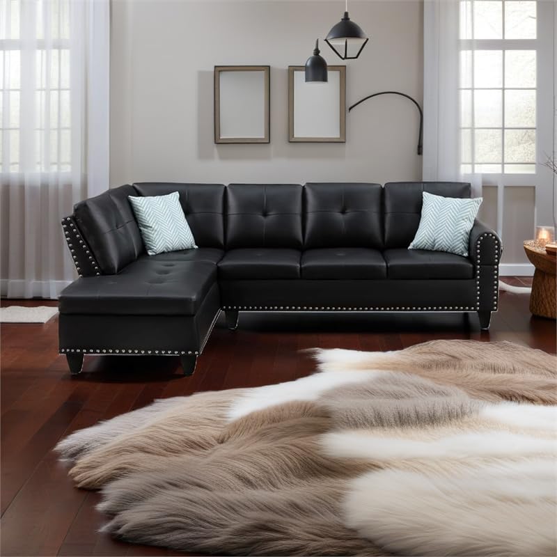 99.5" W x 67" D Transitional PU Faux Leather Sectional Sofa with Chaise Lounge & Storage