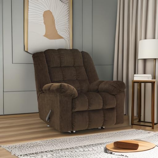 Ludden Ultra Plush Manual Rocker Recliner with Tufted Back, Dark Brown