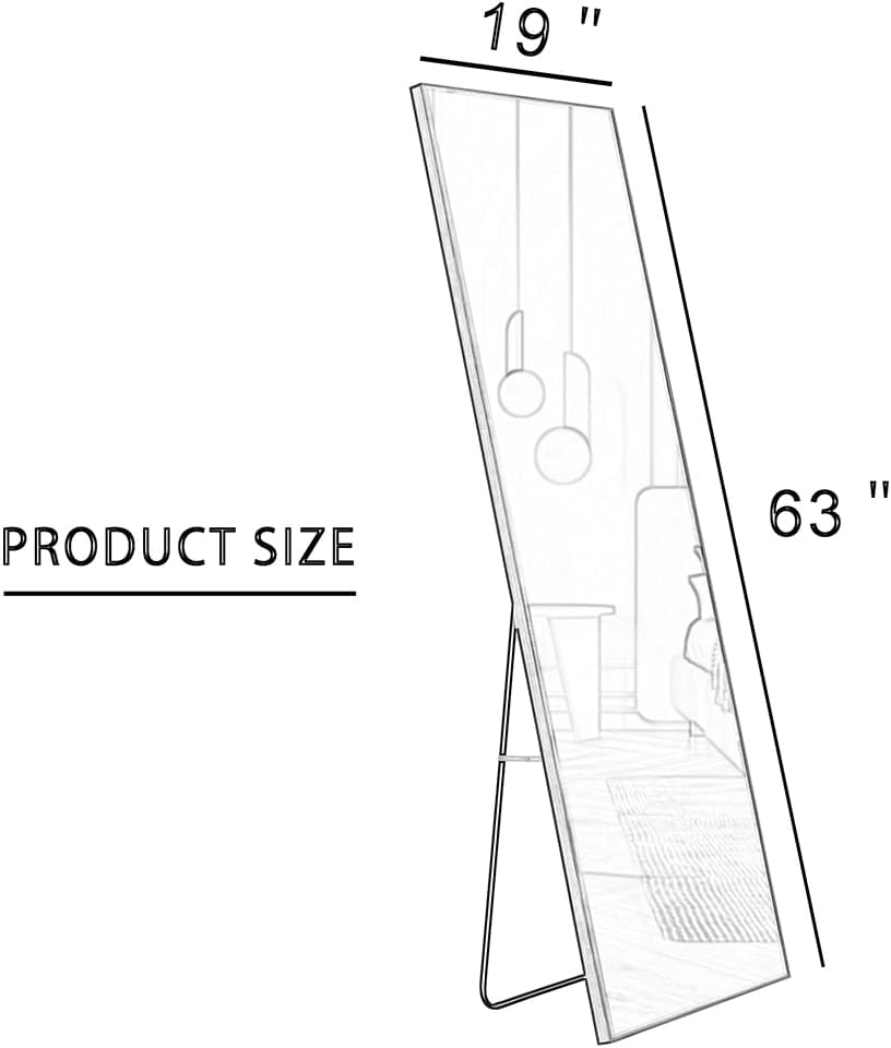 Floor Standing Mirror, Full Length Mirror, Solid Wood Frame Floor Mirror