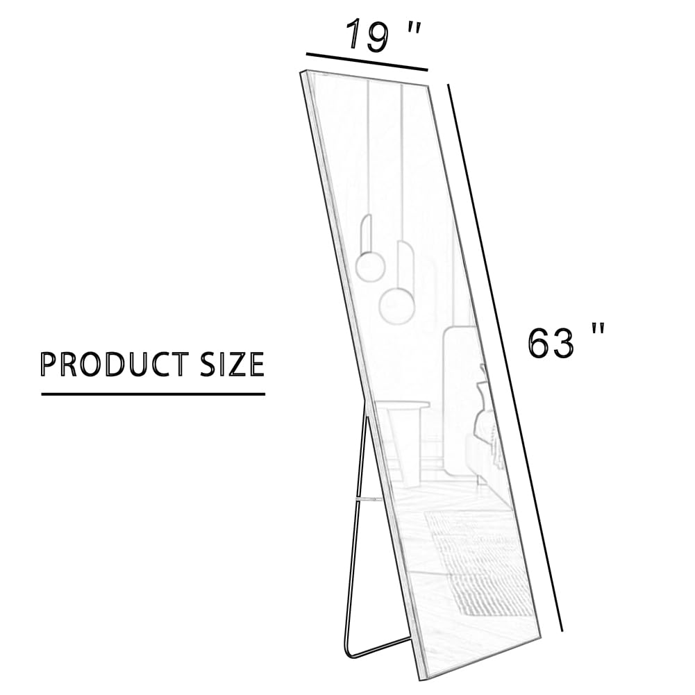 Floor Standing Mirror, Full Length Mirror, Solid Wood Frame Floor Mirror
