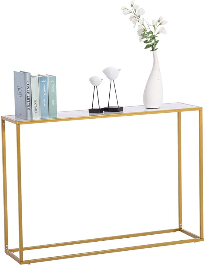 Marble Console Sofa Table, Side Table Bookshelf Entryway Accent