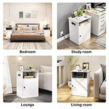 Narrow End Table with Charging Station, Side Table, Flip Top, Shelf and USB Ports Nightstand for Living Room, Bedroom