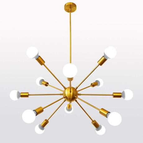 Gold Sputnik Chandeliers, 12 Lights Plating Golden Chandelier Light Fixture for Dining Room,