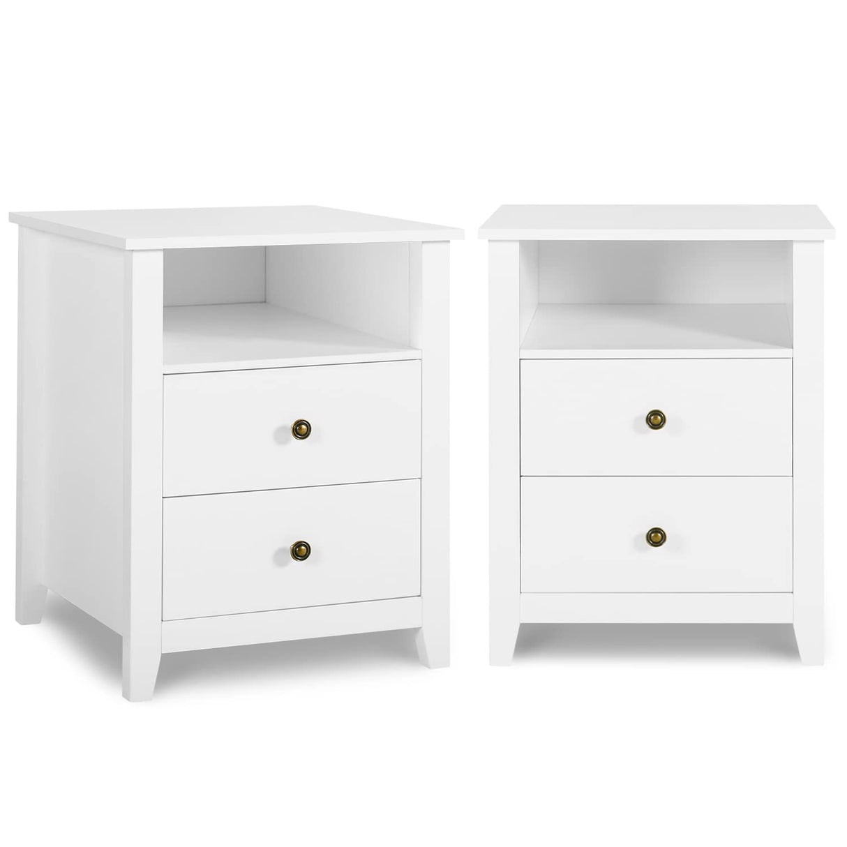 Modern Nightstands - Set of 2 White Night Stand for Bedroom, Bedside Table