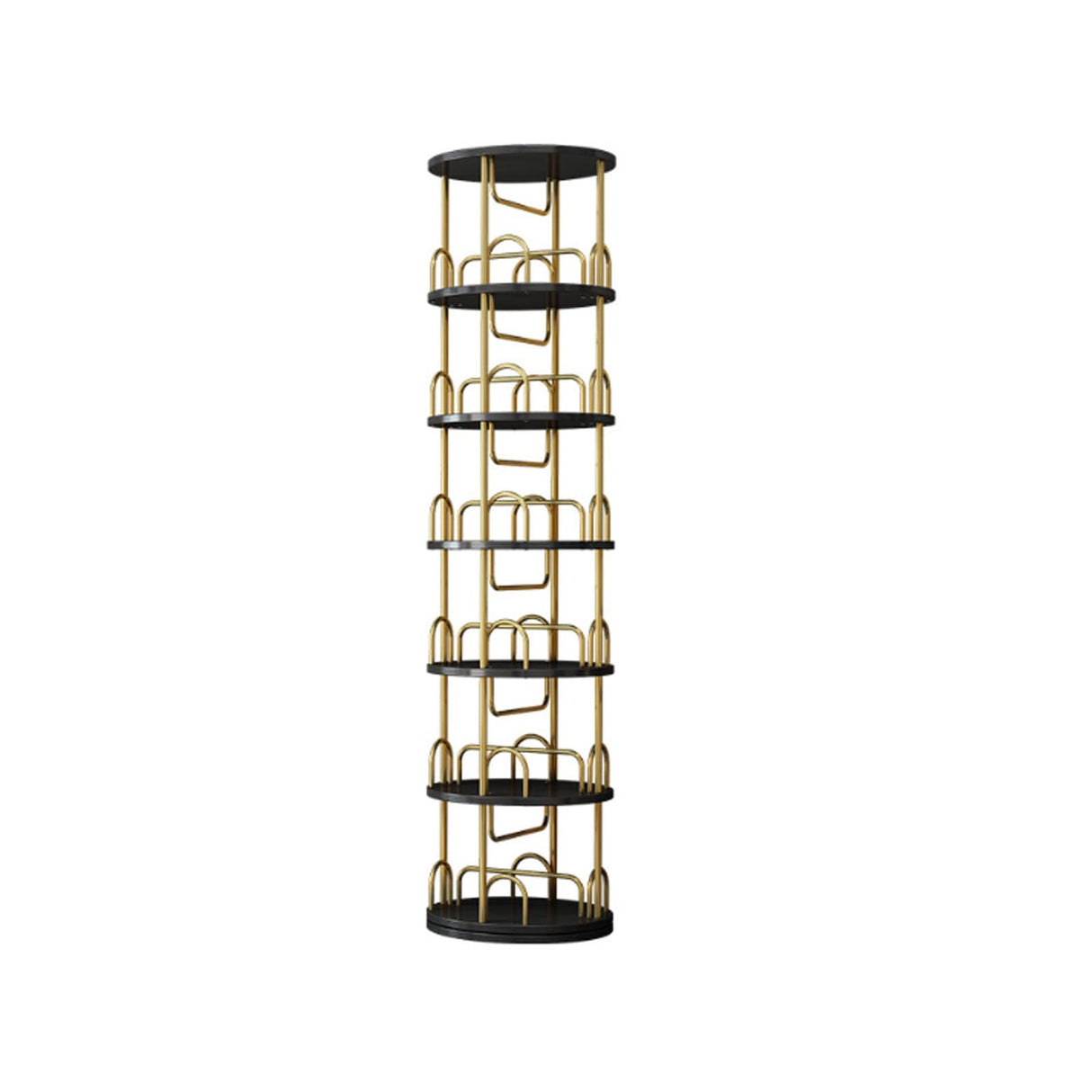 Bookcase Librería Iron Art Rotating Bookshelf 360 Display Floor Standing Bookcase Modern Simple Standing Storage Rack for Living Room Kitchen Decor