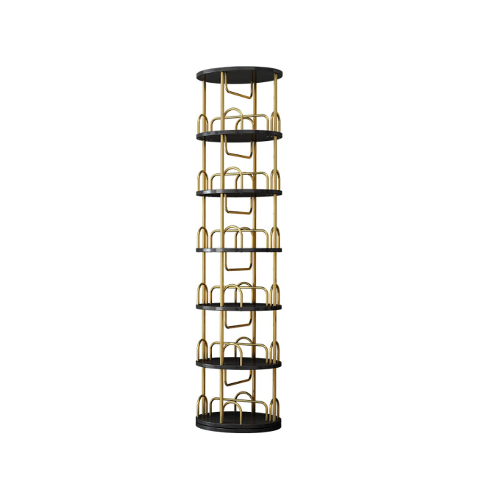 Bookcase Librería Iron Art Rotating Bookshelf 360 Display Floor Standing Bookcase Modern Simple Standing Storage Rack for Living Room Kitchen Decor