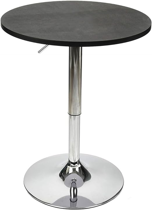 Bar Table Stool Set Of 3 – Adjustable Round Table Black and 2 Swivel Pub Stools Flannel