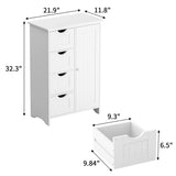 Bathroom Storage Cabinet, Side Free Standing Organizer with Large Space and Adjustable