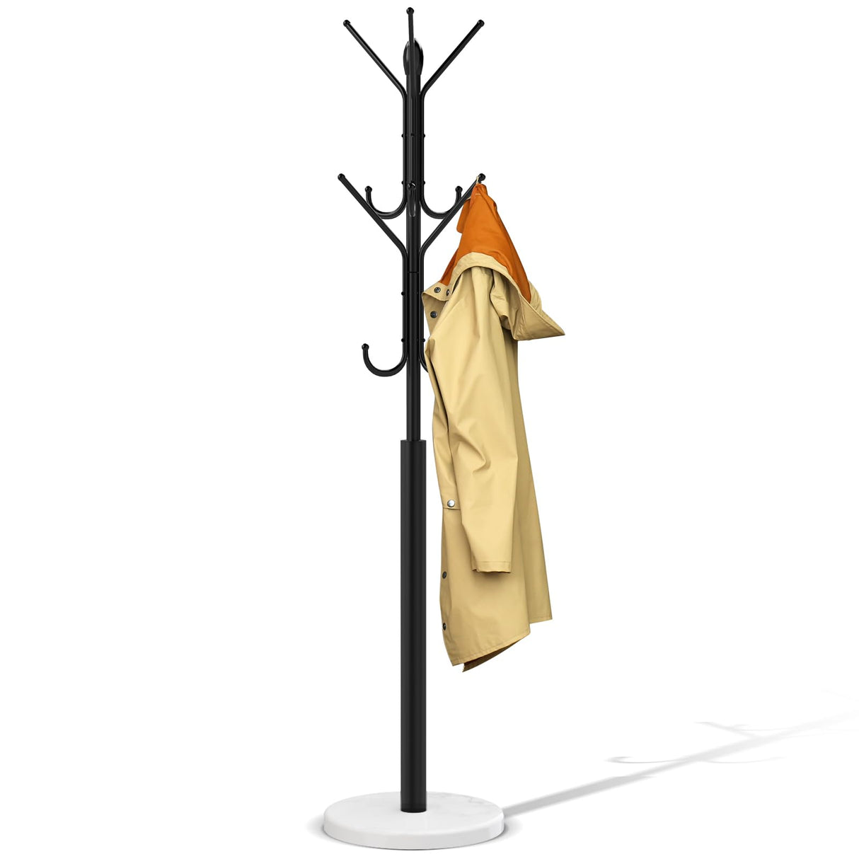 Coat Racks Free Standing,Metal Sturdy Coat Rack with 12 Storages,Coat Tree