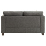 Laurissa Track Arm Loveseat with Nailhead Trim in Light Charcoal Linen