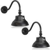 LED Brown Gooseneck Barn Light Fixture, 10in Diameter with 15.7in. Long Gooseneck Arm