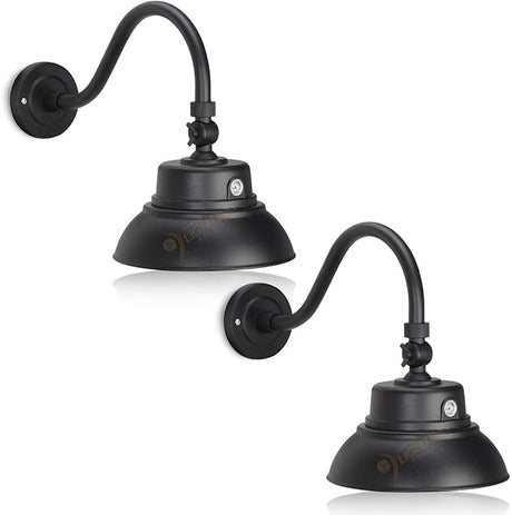 LED Brown Gooseneck Barn Light Fixture, 10in Diameter with 15.7in. Long Gooseneck Arm