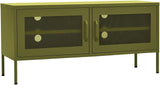 Steel TV Stand with Adjustable Levelers, Olive Green, 41.3"x13.8"x19.7"