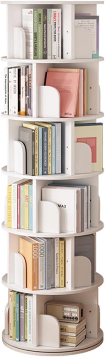 Tier Rotating Bookshelf Tower, 360° Display Floor Standing Book Organizer, Corner