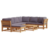 vidaXL Patio Lounge Set 8 Piece Acacia Wood with Cushions for Garden/Patio, Dark Gray