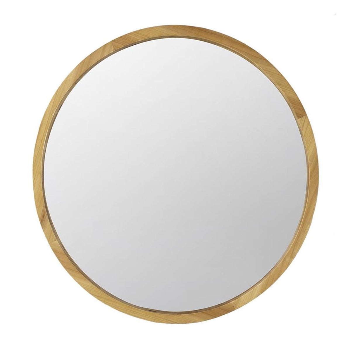 28" Brown Round Solid Wood Framed Accent Mirror