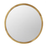 28" Brown Round Solid Wood Framed Accent Mirror