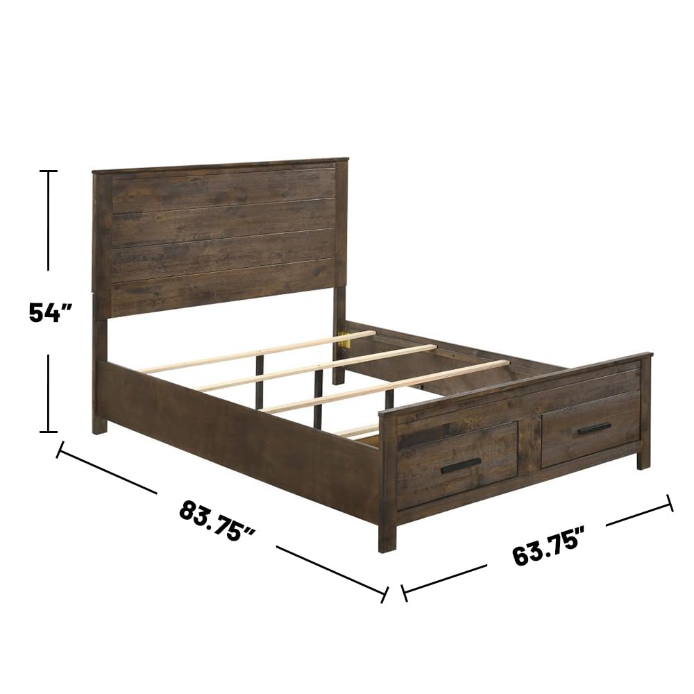 Woodmont Queen Bed 5-Piece Set, Rustic Golden Brown